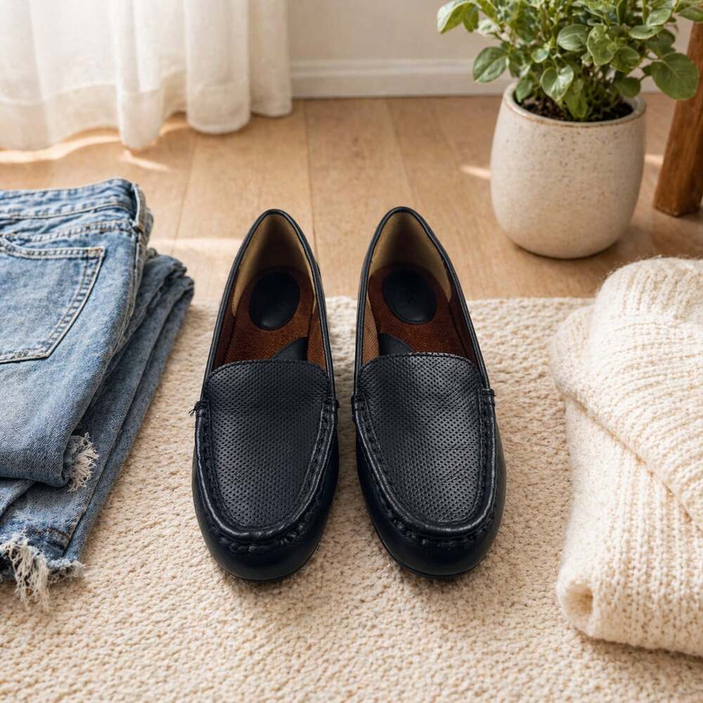 BOC Born Black Perforated Leather Driving Loafers Women’s Size 9 Comfort